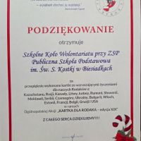 Podziękowanie za udział w akcji