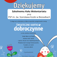 Podziękowanie za akcję Świąteczne Kartki Dobroczynne